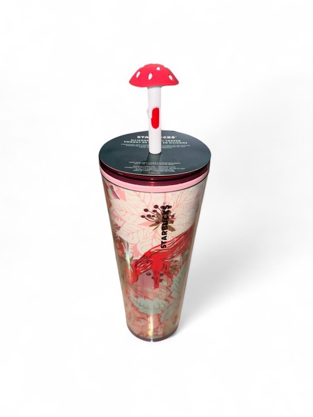 Starbucks Holiday 2022 Enchanted Forest Venti Tumbler 24oz Mushroom Topper NWT